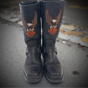 Harley-Davidson Men's Darren Eagle Black Leather Motorcycle Boots Size 7.5D